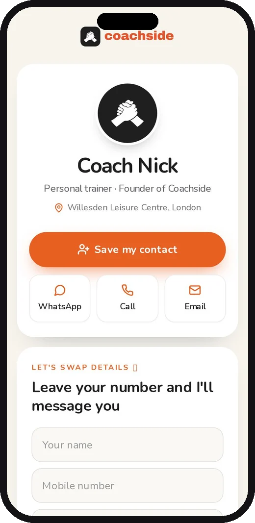 Coachside coach profile page