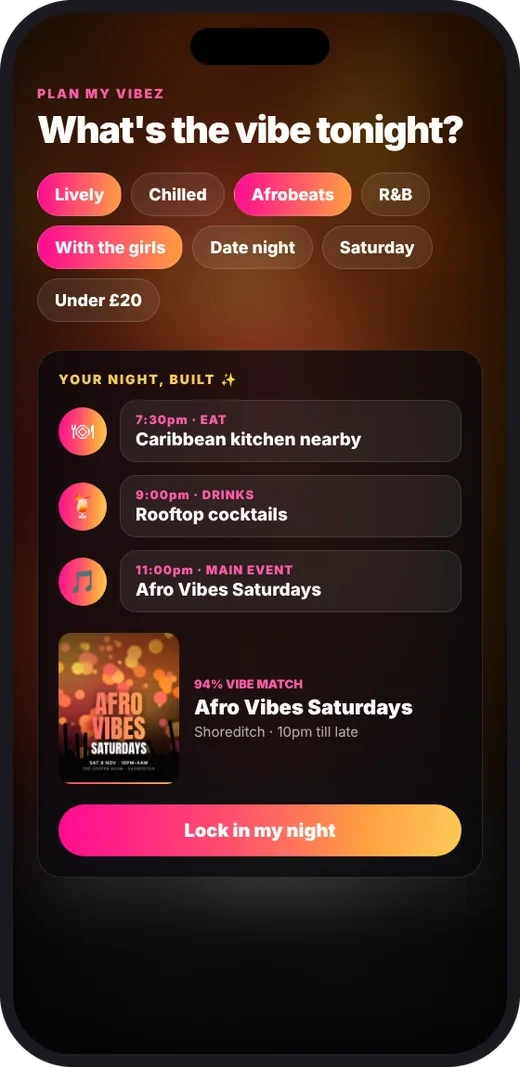 Plan My Vibez screen